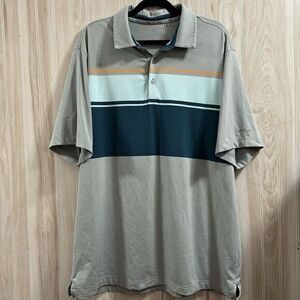Walter Hagen Polo Shirt Mens Size XL Gray Orange Teal Striped Majors 11‎ Golf